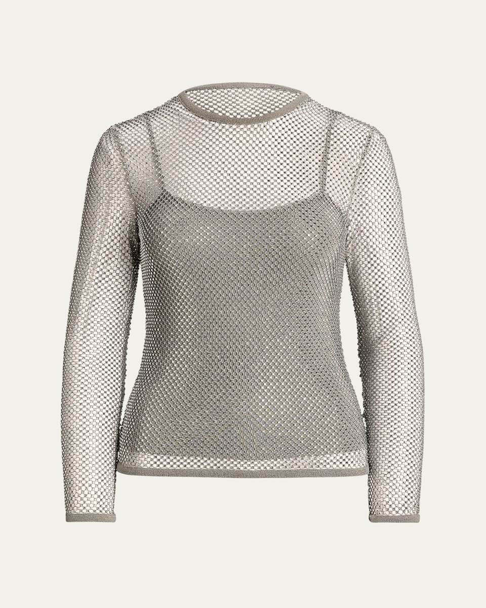 Rhinestone Net Embellished Top